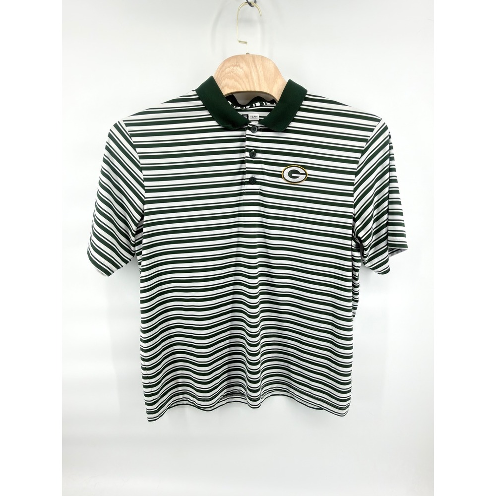 Green Bay Packers Polo Shirt Mens 2XL NFL Team Apparel TX3 Cool Green Striped
